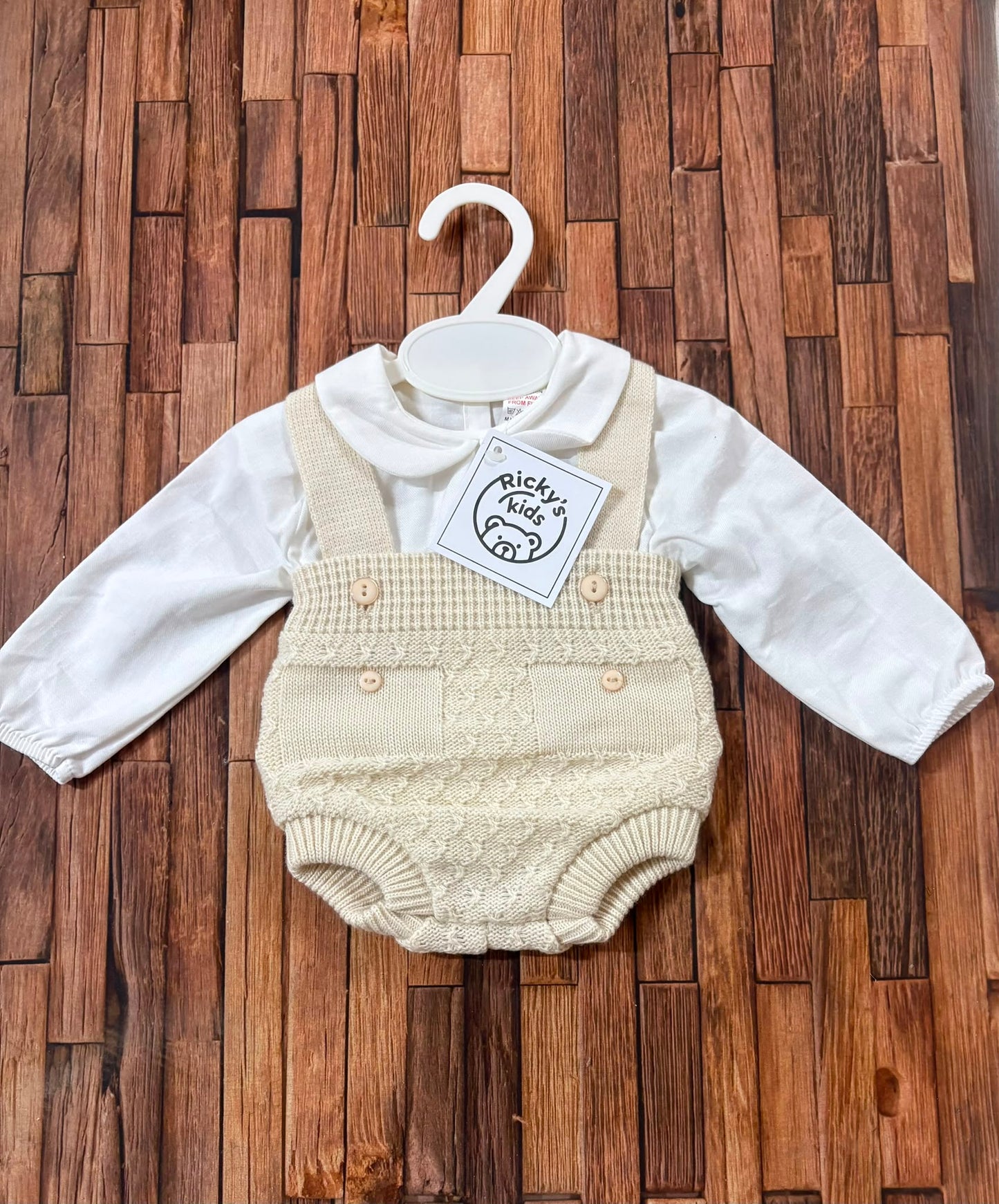 Pagliaccetto Neonato in Maglia con Camicia Integrata – Beige | Art. 1180