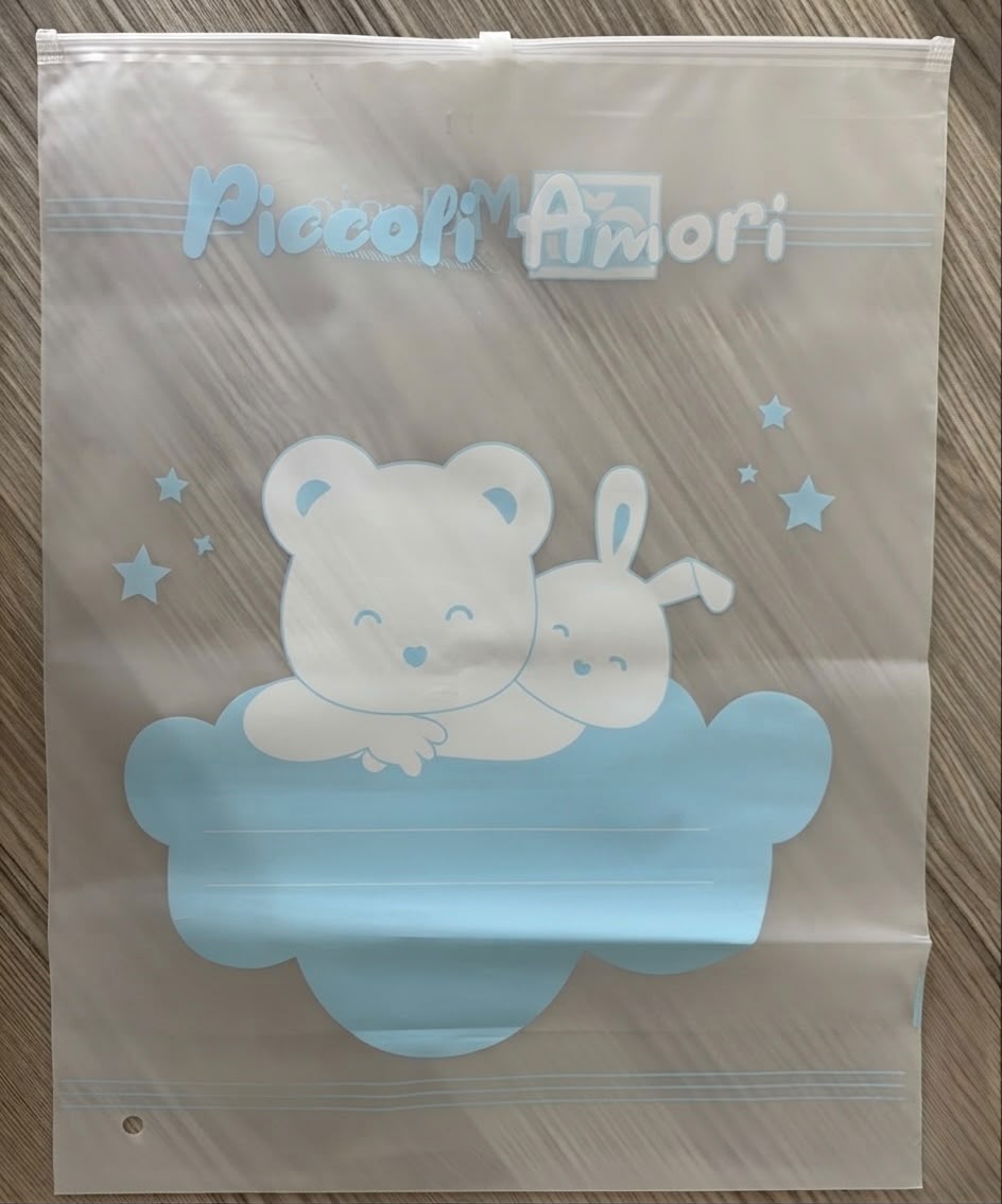 6 Sacchi Trasparenti Nascita Melanie 35x47 cm con Zip – Confezione da 6 Pezzi