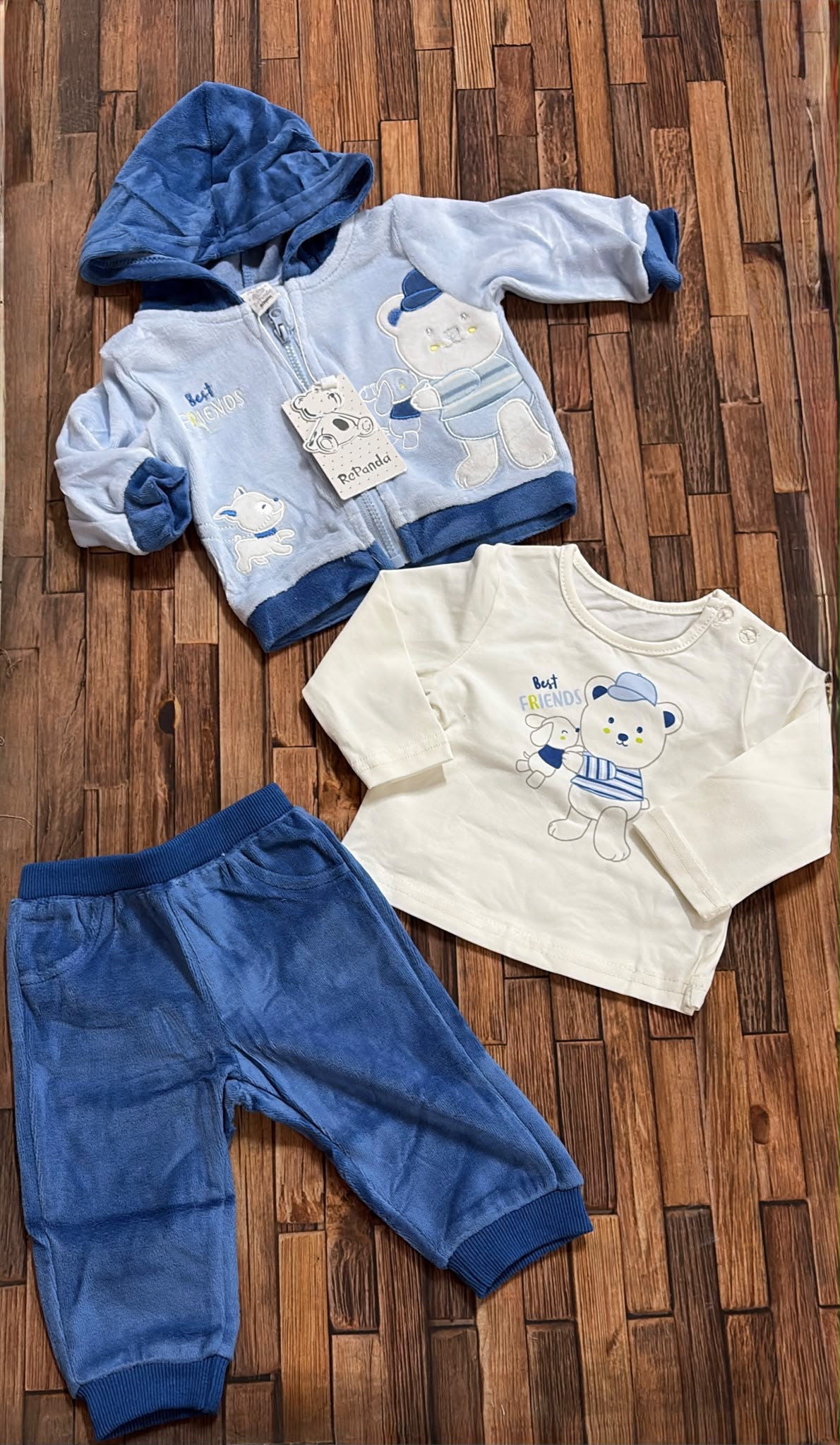 Tuta in ciniglia 3 pezzi neonato RePanda