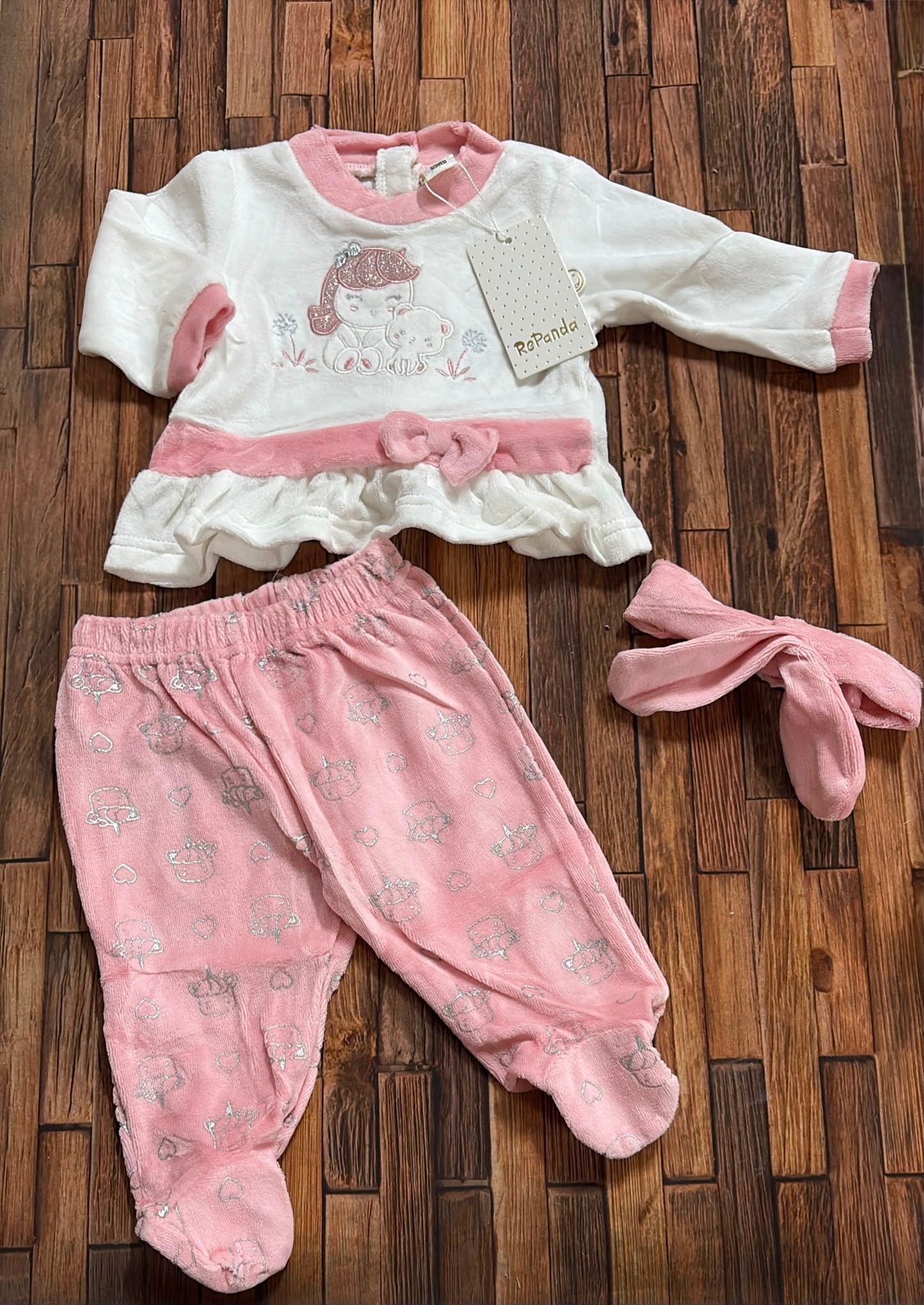 Tutina in ciniglia con fascia neonato RePanda