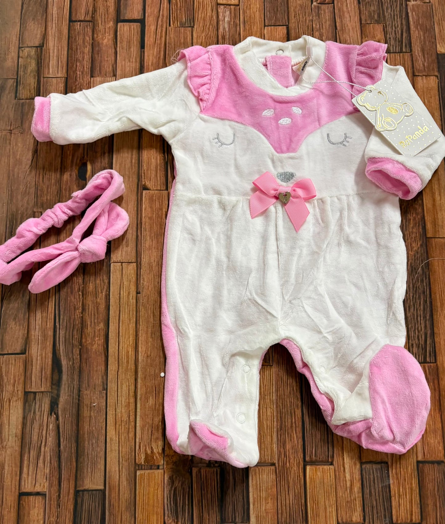 Tutina in ciniglia con fascia neonato RePanda