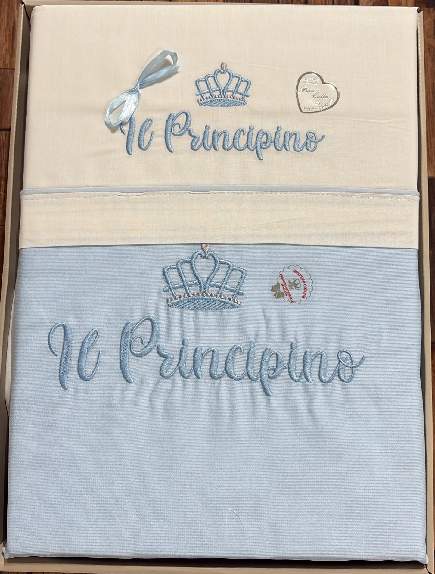 SET Coordinato Culla 5 Pezzi Ricamato Principino e Principessa – Art. NG-3002