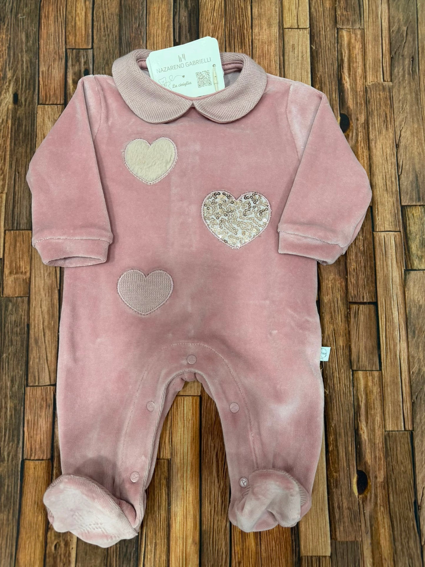 Tutina in Ciniglia Neonata Nazareno Gabrielli con Cuori – Art. 2210 Dis.6