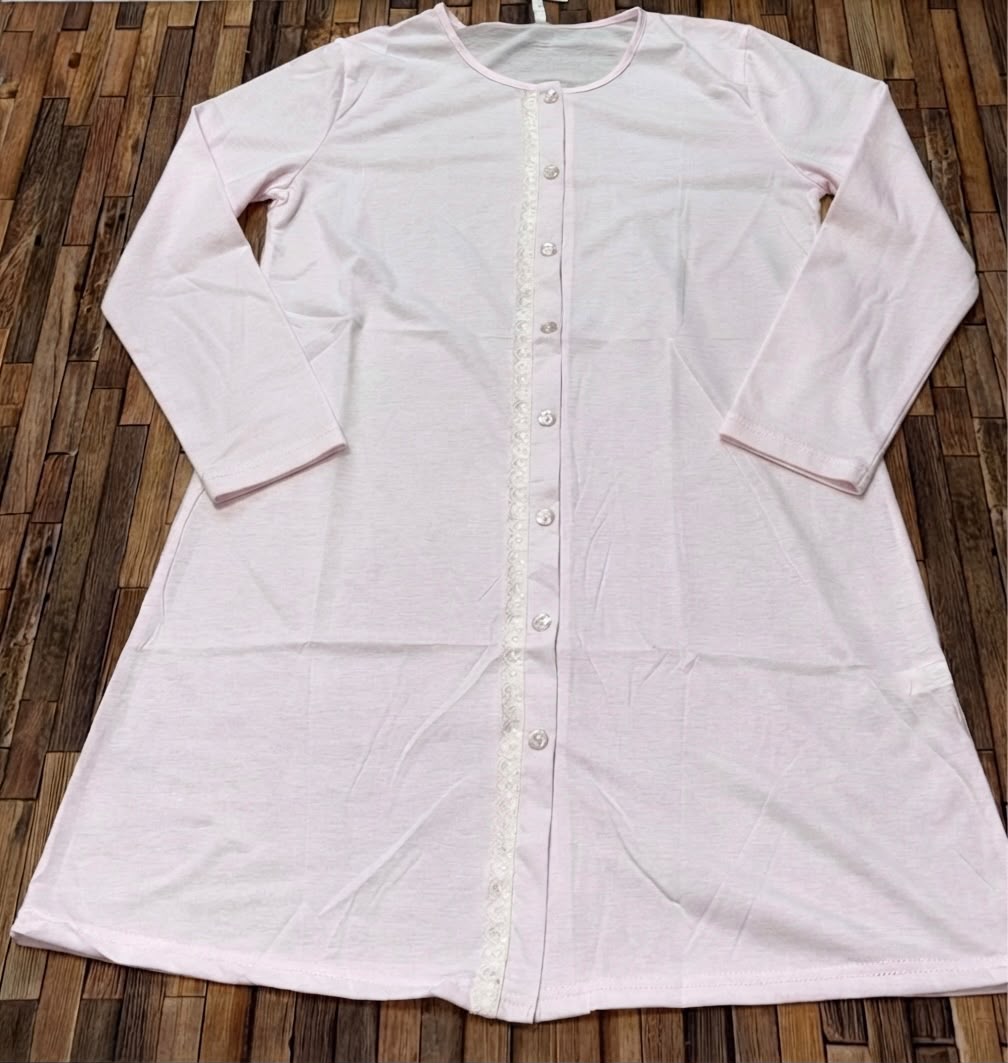 Camicia da Notte Premaman Aperta Avanti con Pizzo F1612