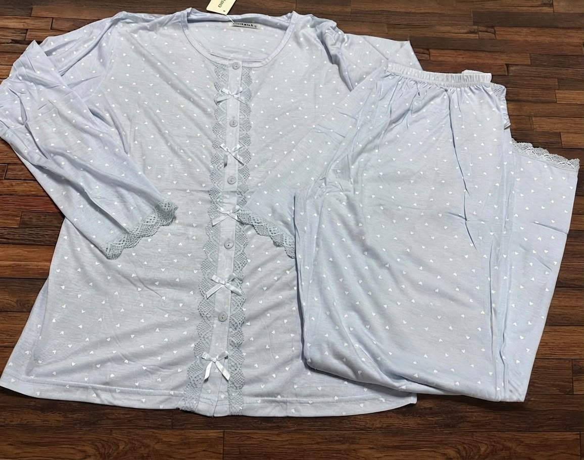 Pigiama Donna Aperto Avanti con Pizzo K-698
