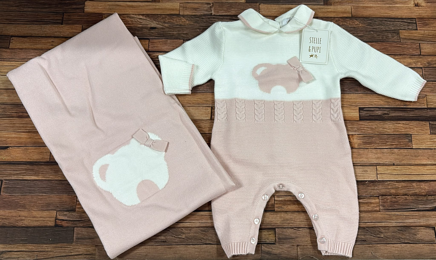 Set Uscita Nascita Tutina + Copertina “Stelle & Pupi” – Art. SNBA-1494-M3