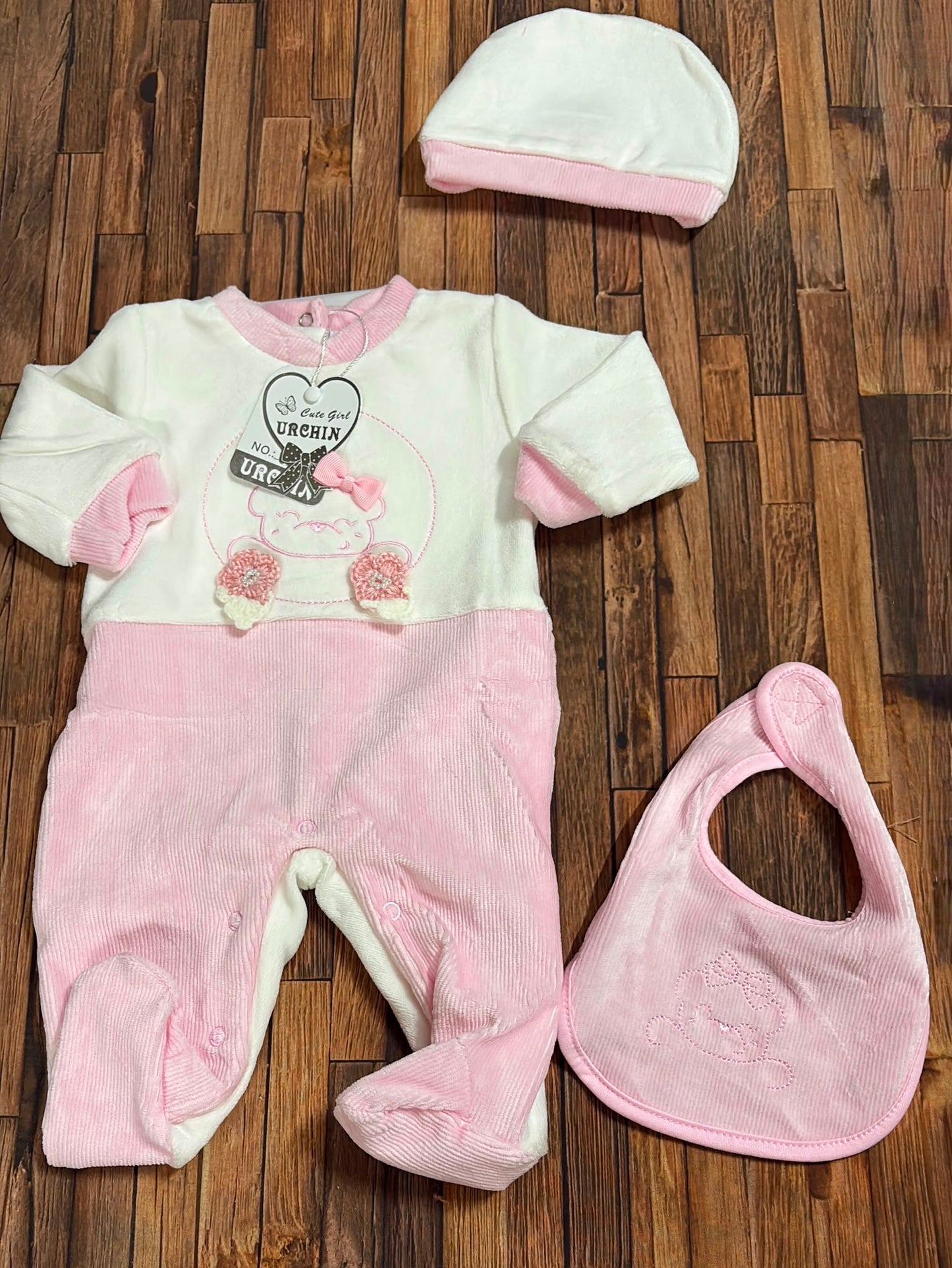 Tutina in Ciniglia Neonata 3 Pezzi