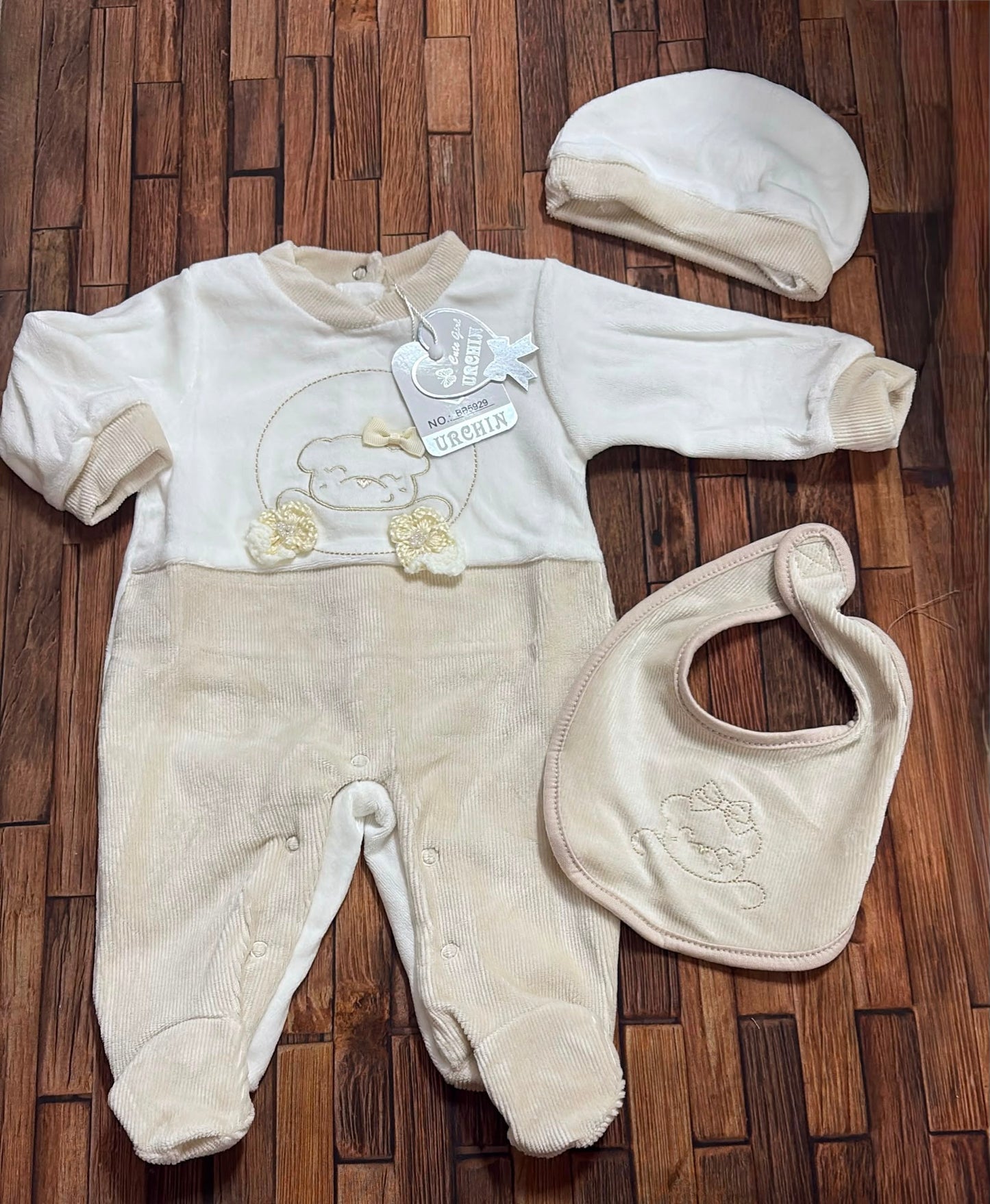 Tutina in Ciniglia Neonata 3 Pezzi