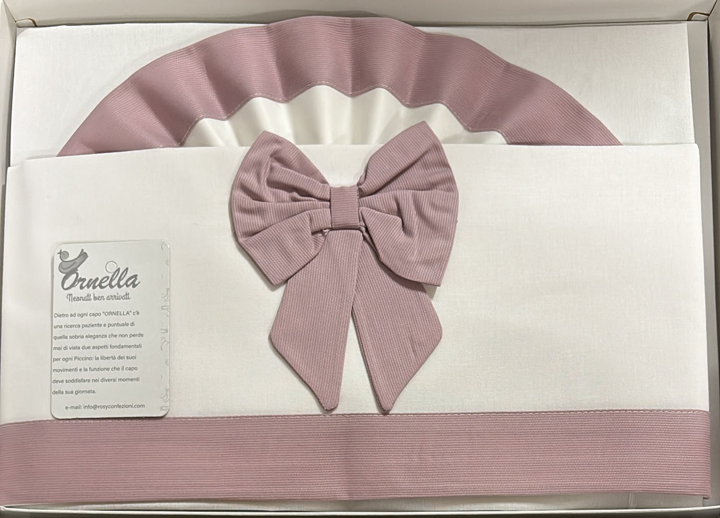 Lenzuola Culla 3 Pezzi 100% Cotone Ornella con Fiocco – Art. LL018-104
