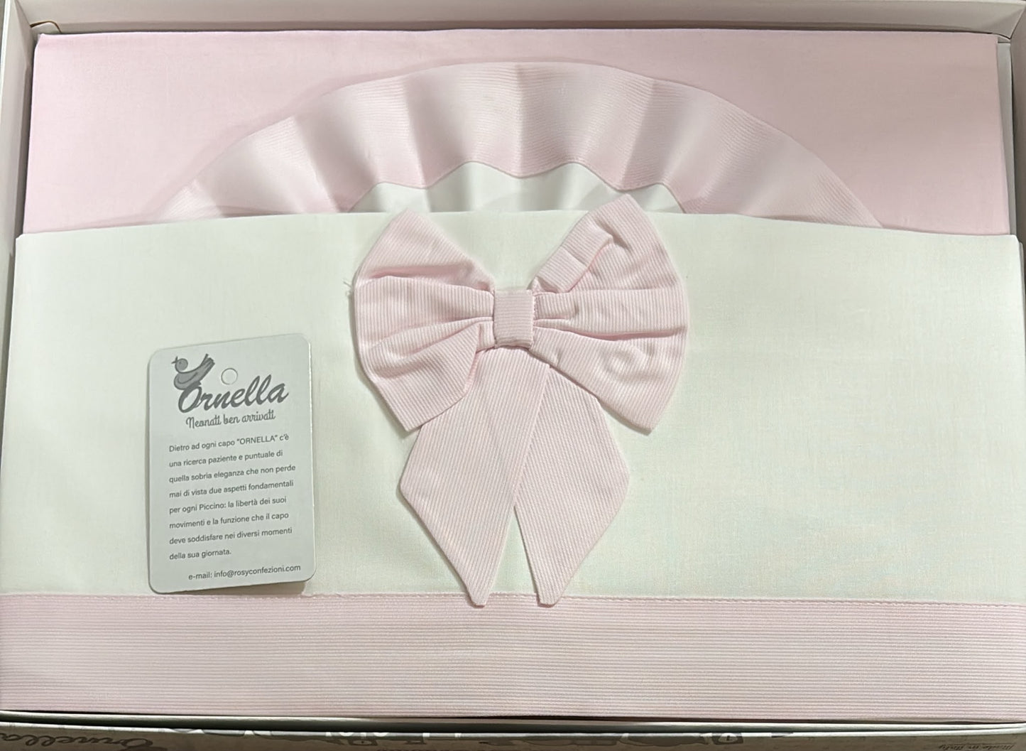 Lenzuola Culla 3 Pezzi 100% Cotone Ornella con Fiocco – Art. LL018-104