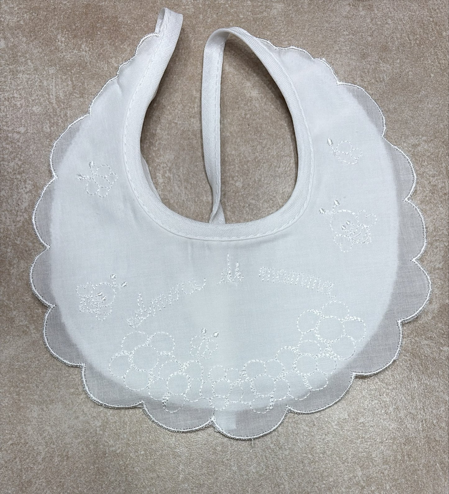 Bavetta Neonato in Organza con Ricamo