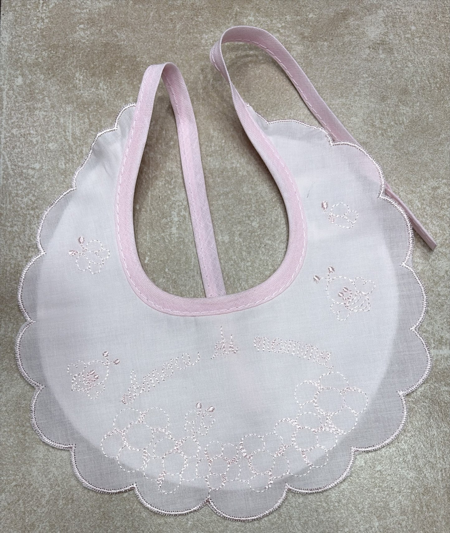 Bavetta Neonato in Organza con Ricamo