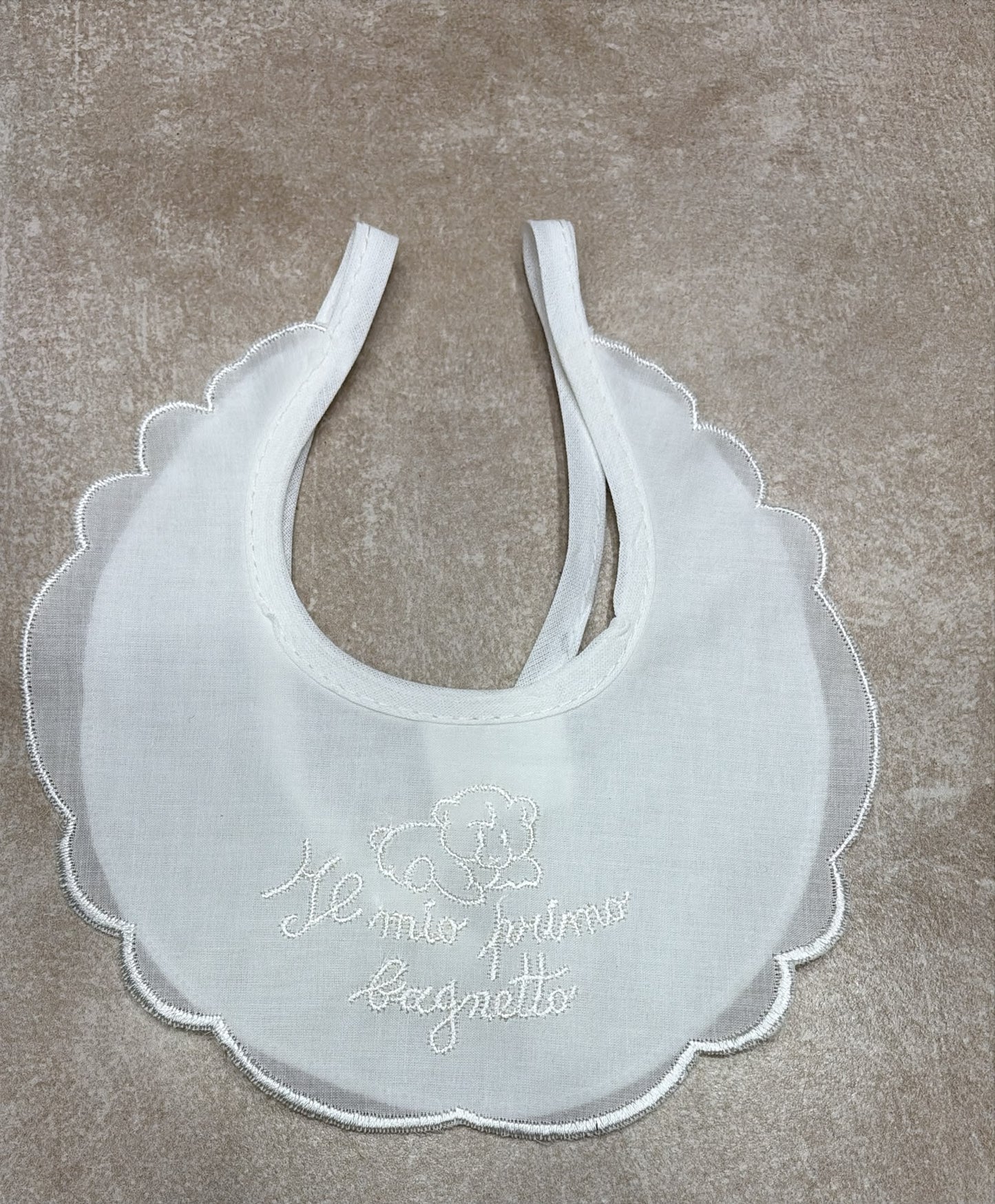 Bavetta Neonato in Organza con Ricamo