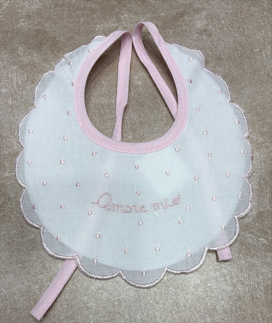 Bavetta Neonato in Organza con Ricamo