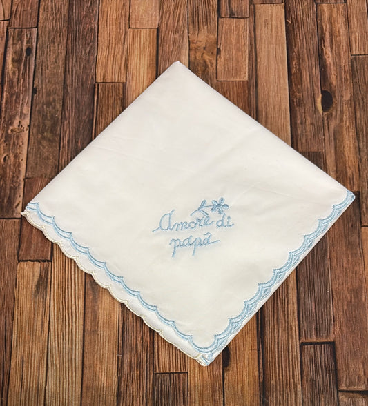 Set 3 Quadrati Neonato Ricamati “Amore di Mamma e Papà”