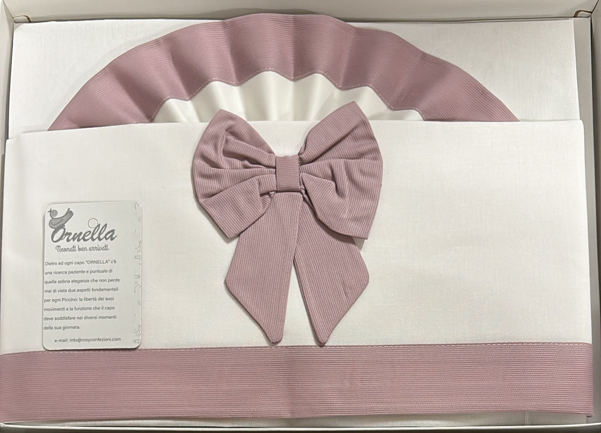 Completo Lenzuola Culla 3 Pezzi 100% Cotone con Fiocco – Ornella Art. LC015-104