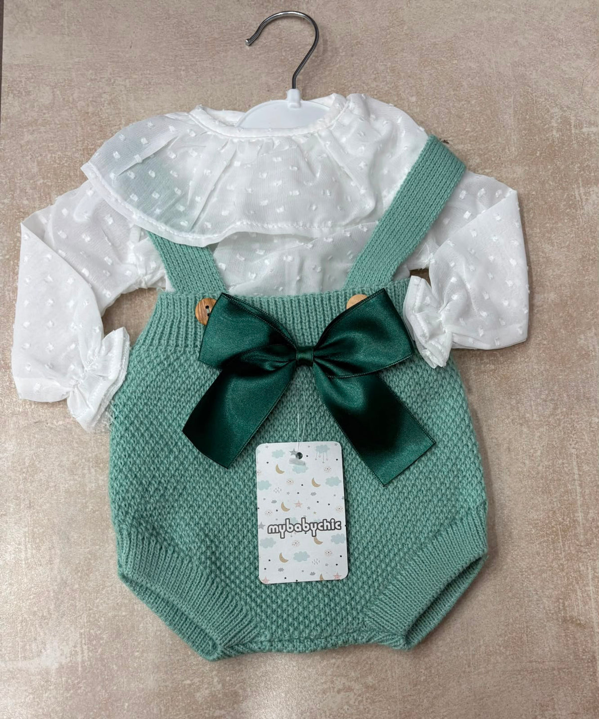 Pagliaccetto Femminuccia in Lana con Camicetta e Maxi Fiocco My Baby Chic – Art. 2481