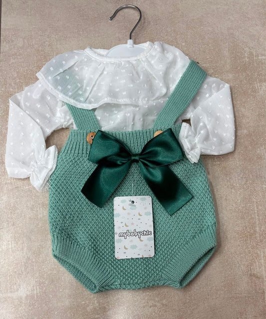 Pagliaccetto Femminuccia in Lana con Camicetta e Maxi Fiocco My Baby Chic – Art. 2481