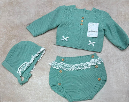 Completo 3 Pezzi Neonata in Maglia My Baby Chic – Art. 2478