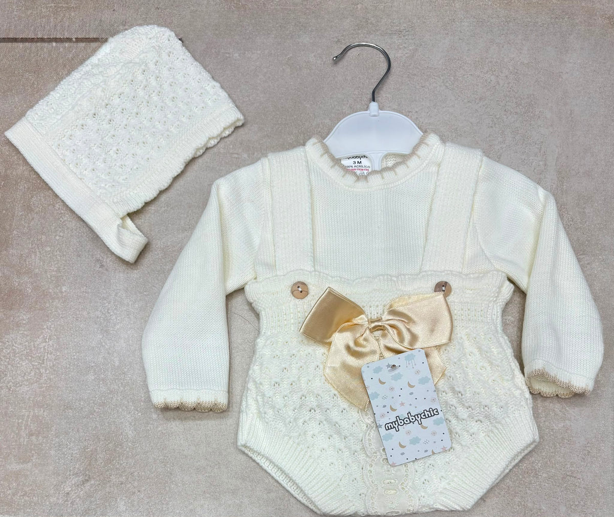 Completo 3 Pezzi Neonata in Maglia My Baby Chic – Art. 2488