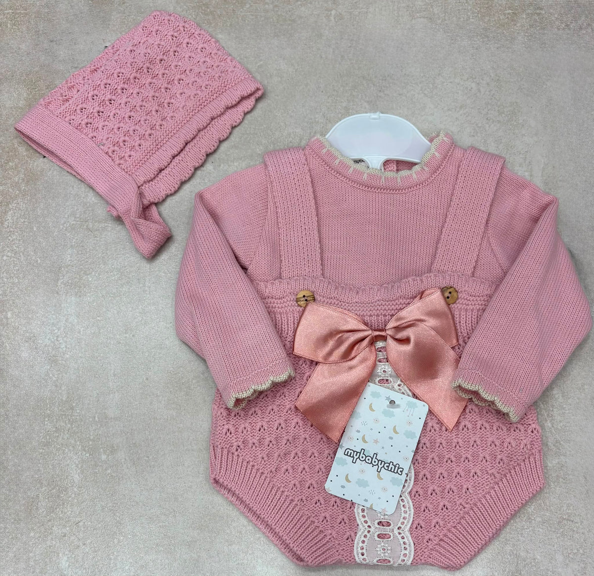 Completo 3 Pezzi Neonata in Maglia My Baby Chic – Art. 2488