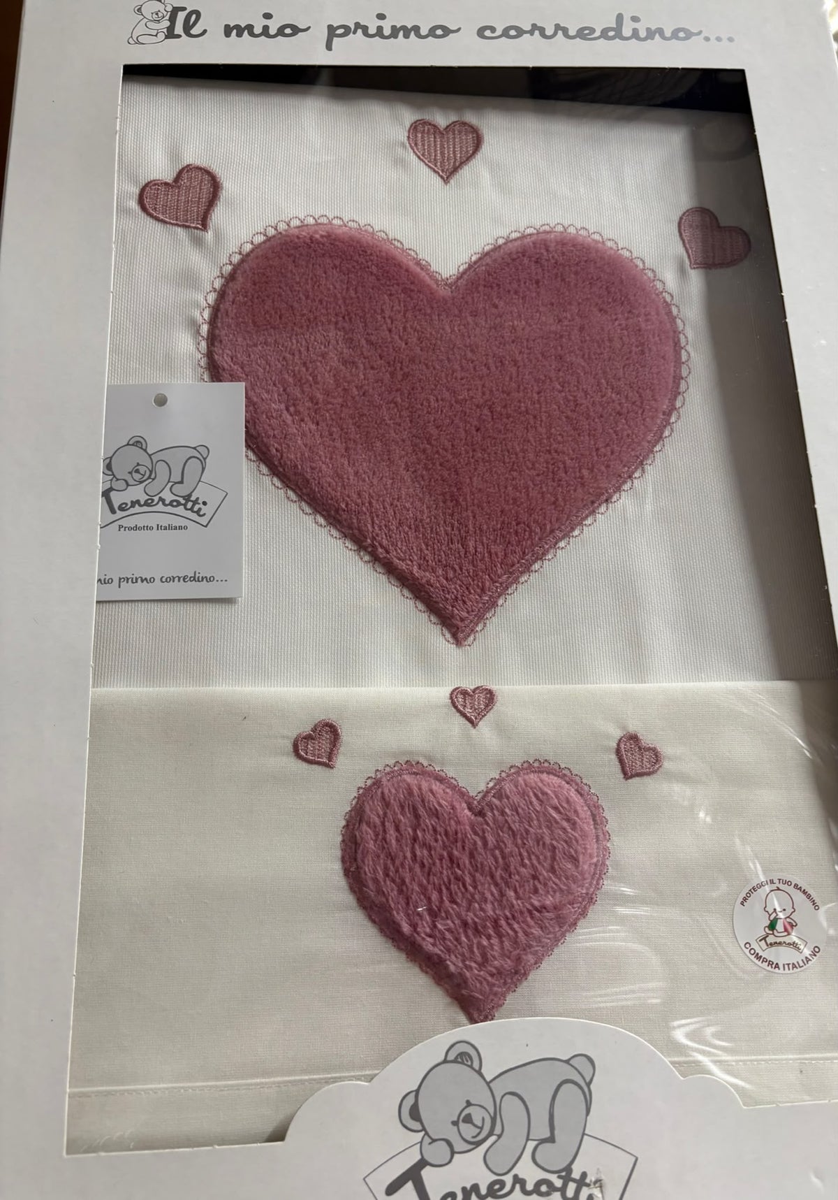 Piumoncino + Completo Lenzuola Tenerotti Cuore – Art. 38 505
