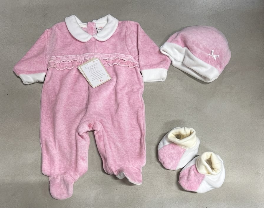 Set Nascita 3 Pezzi in Ciniglia Femminuccia I Preziosini – Art. F7