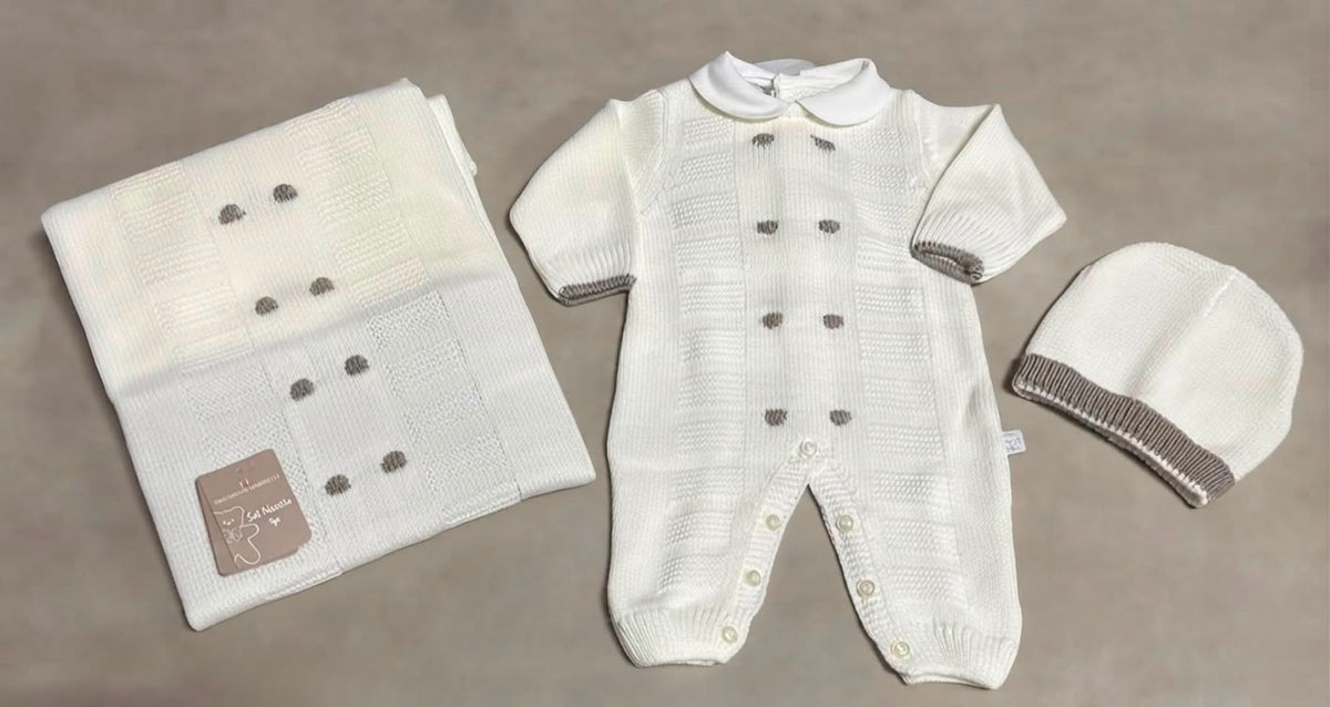 Completo Nascita 3 Pezzi in Maglia Nazareno Gabrielli – NG3488 Dis. 3