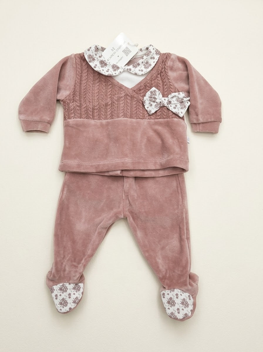 Clinico Neonata Nazareno Gabrielli in Ciniglia con Fiocco – Panna o Rosa