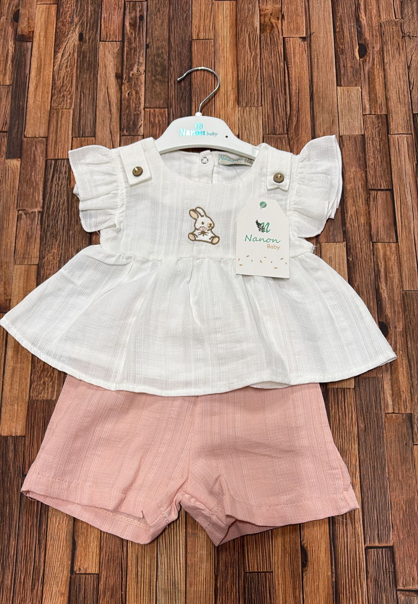 Completo Neonata in Cotone con Shorts Rosa 🎀