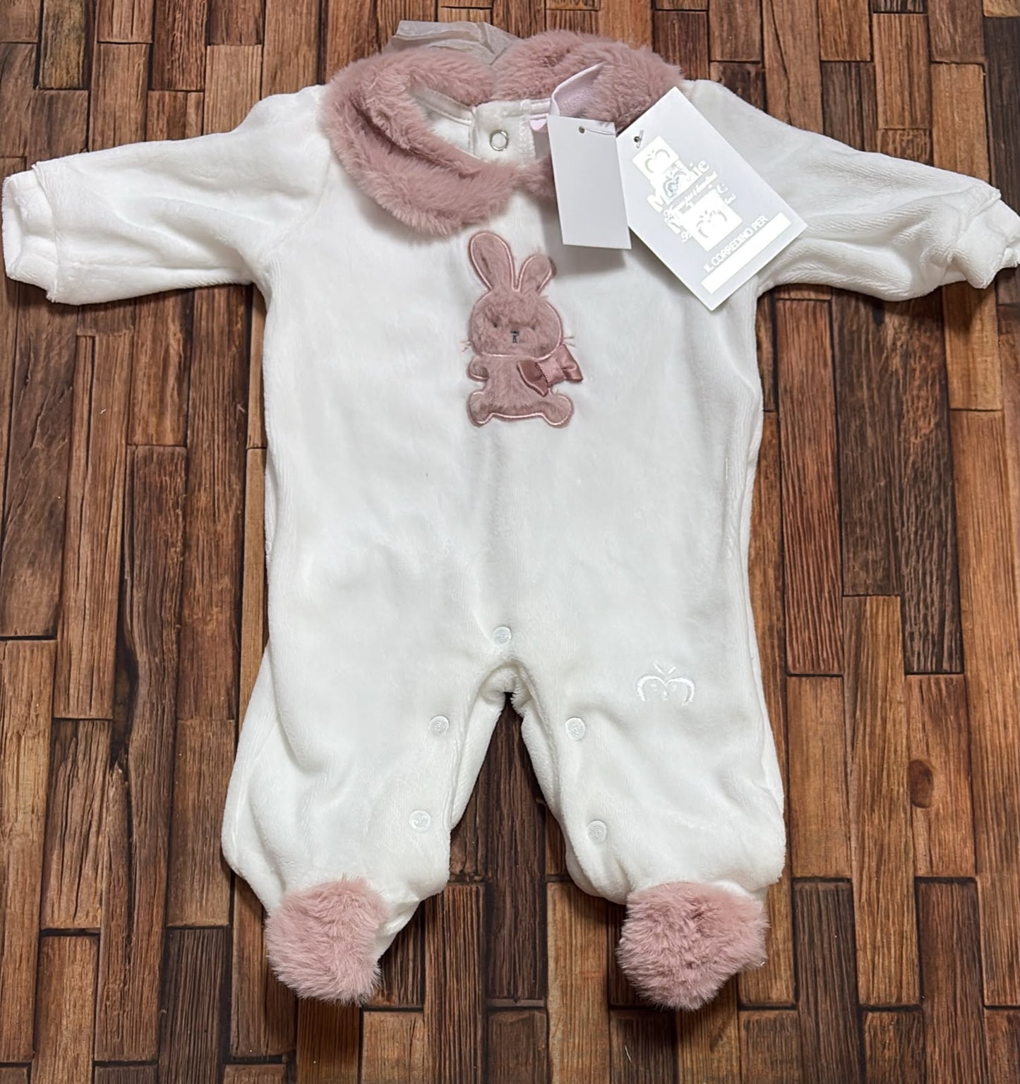 Tutina in ciniglia neonata con coniglietto Melanie TC115