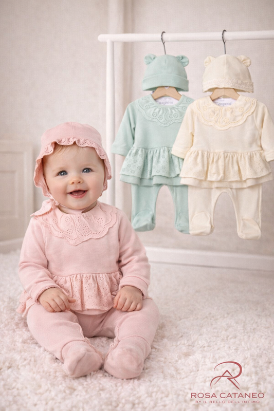 Completo Neonata Elegante in Cotone 5 Pezzi Cayzen  Art.2069