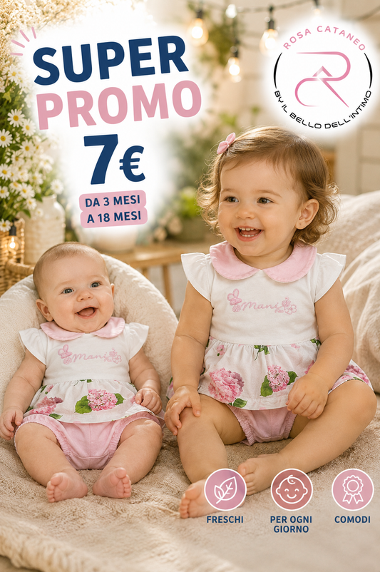 Completo Neonata Estivo con Culotte in Cotone – Rosa – ART. SBBA-335-P1