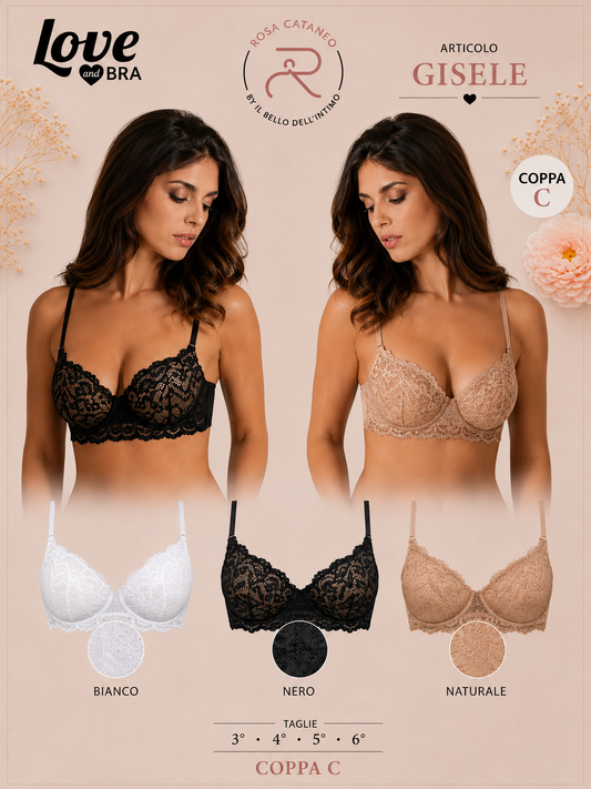 GISELE | Reggiseno Balconcino Coppa C in Pizzo Love and Bra