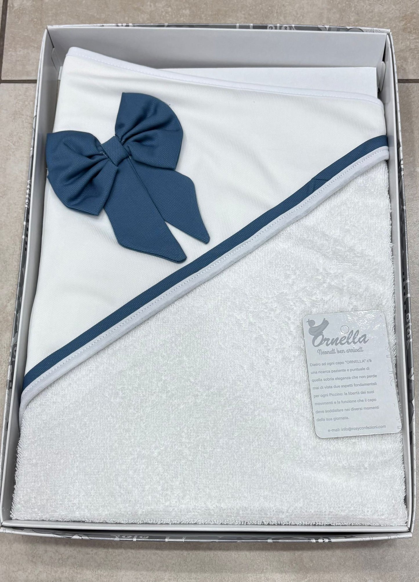Accappatoio Triangolo Ornella 100% Cotone – Accappatoio Neonato 70x75 cm