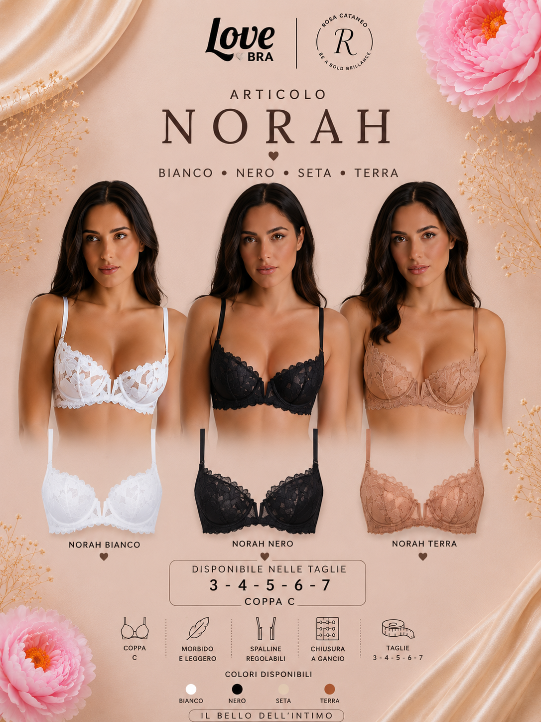 NORAH | Reggiseno Balconcino Coppa C in Pizzo Love and Bra