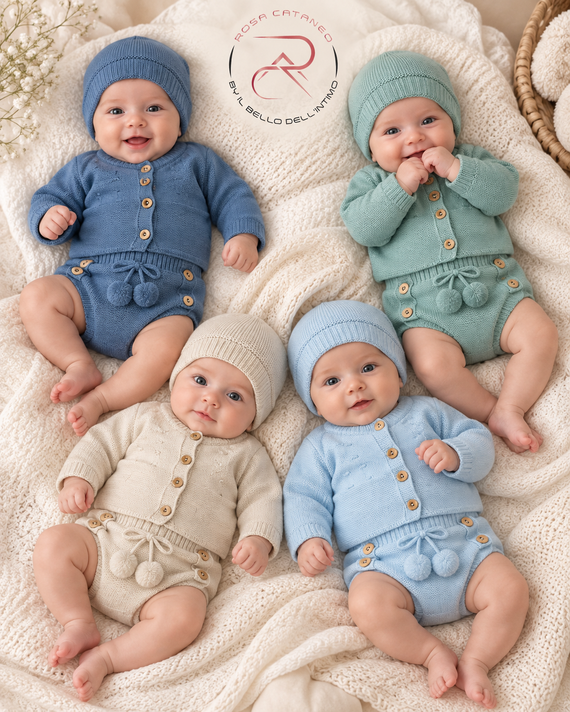 Completo Neonato 3 Pezzi in Maglia My Baby Chic – Art. 2477