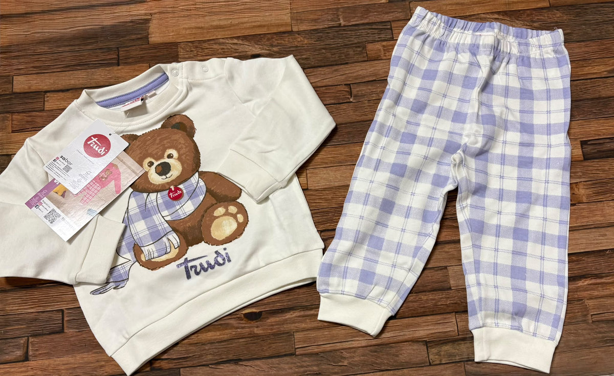 Pigiama Trudi Orsetto con Sciarpa in Caldo Cotone – Bambina