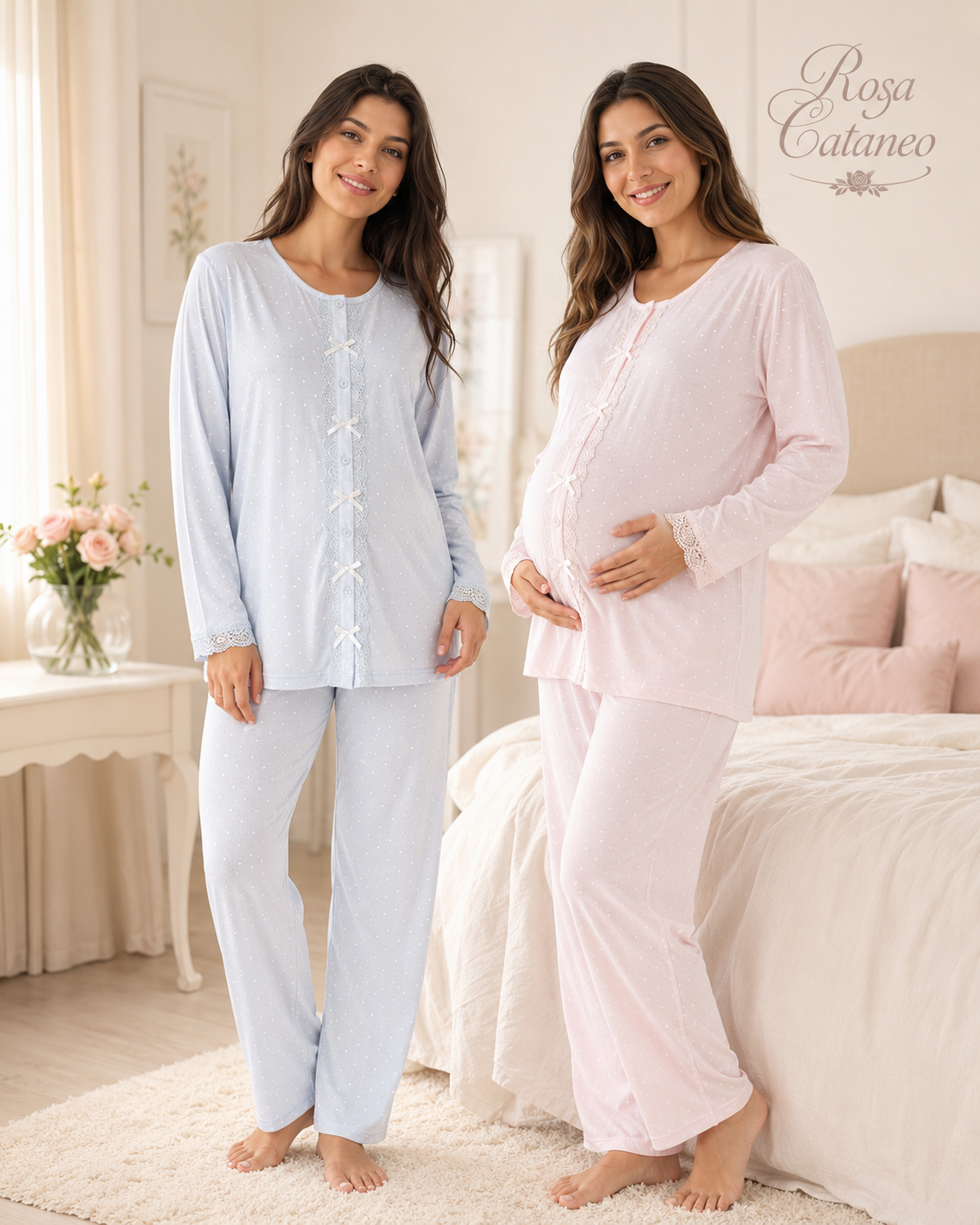 Pigiama Donna Aperto Avanti con Pizzo K-698