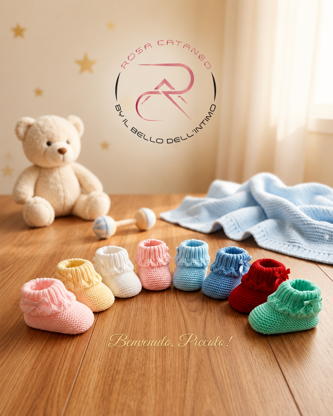 Scarpine Neonato in Lana con Fiocchetto – Modello 4