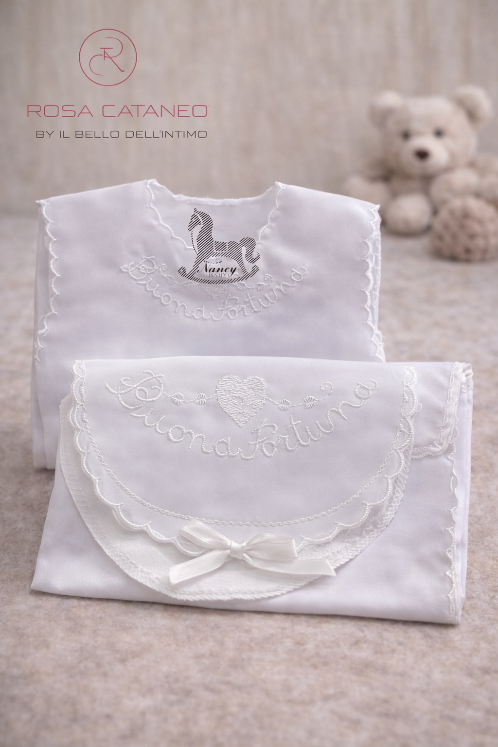 ✨ Set Fortuna Neonato in Seta – Bavetta + Camicina ✨ (Copia)