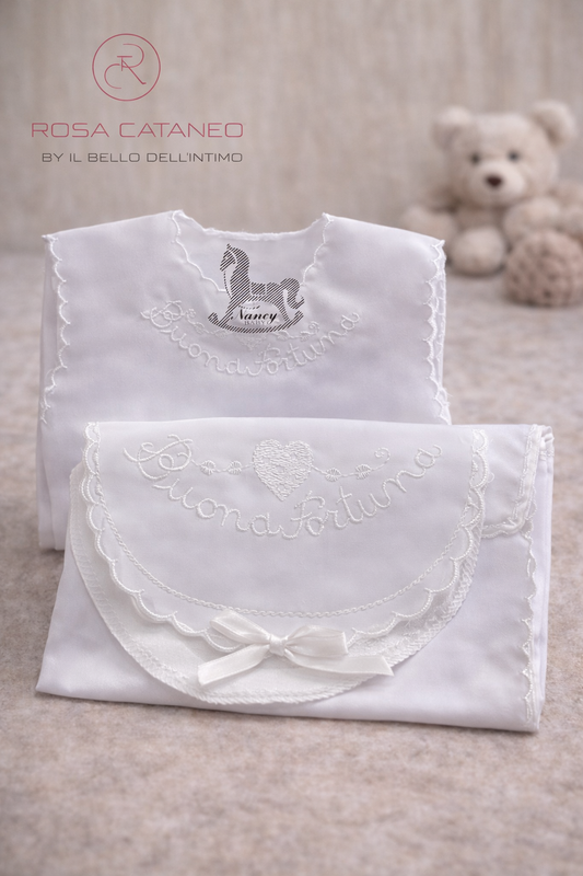 ✨ Set Fortuna Neonato in Seta – Bavetta + Camicina ✨ (Copia)
