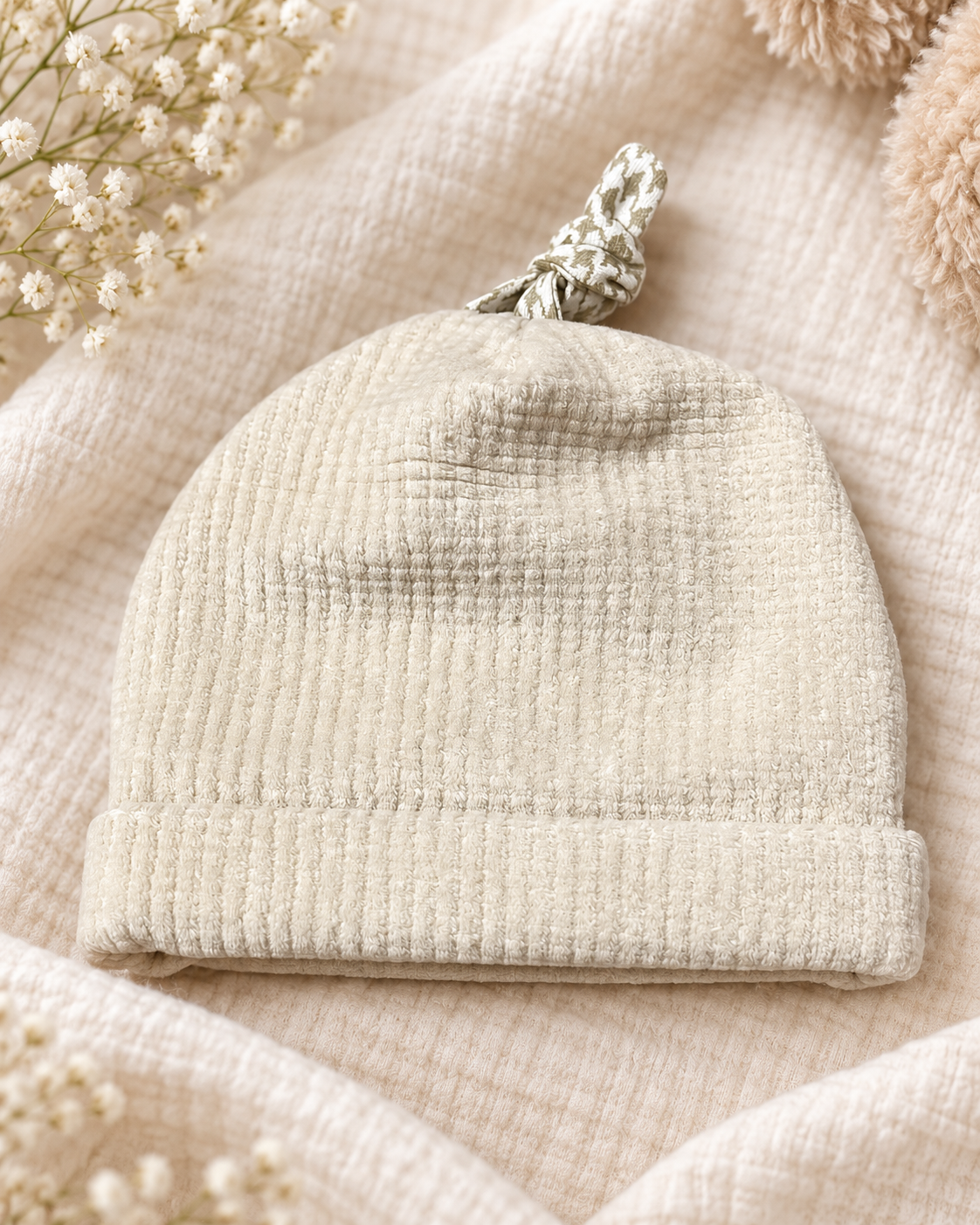 Cappello Nascita Maschietto in Ciniglia Beige – Art. CA7760