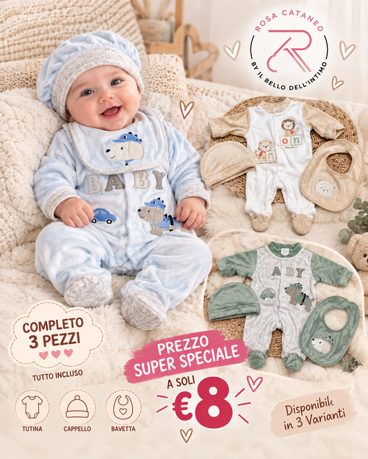 Set Tutina 3 Pezzi in Ciniglia Mono Star – Art. 19161