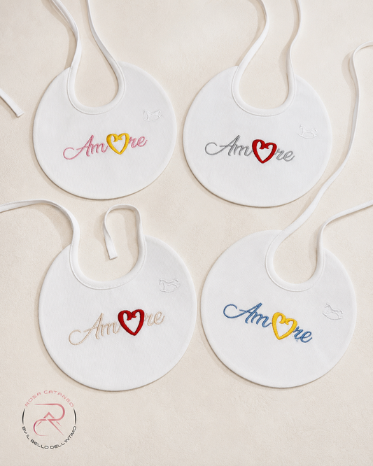 Bavetta Neonato Ricamata "Amore"