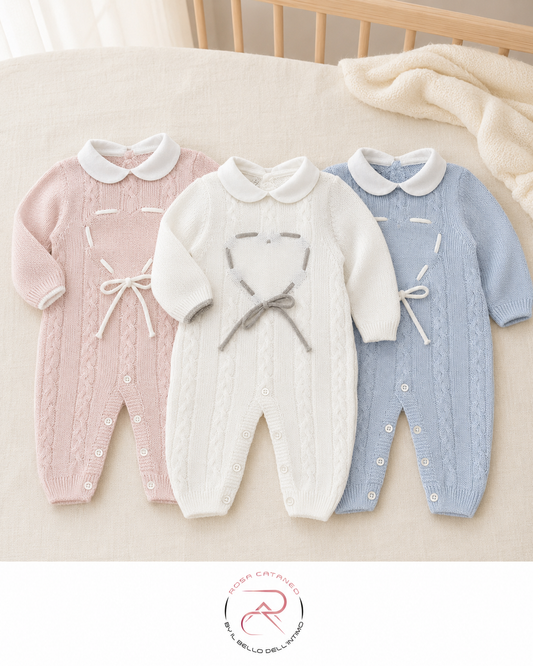 tutina Neonato in Maglia con Cuore Nazareno Gabrielli NG-2041 100% Acrilico
