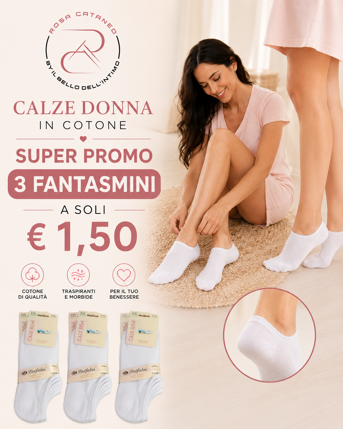 Fantasmini Donna Non Stress Cotone Elasticizzato 35/40 – 3 Paia
