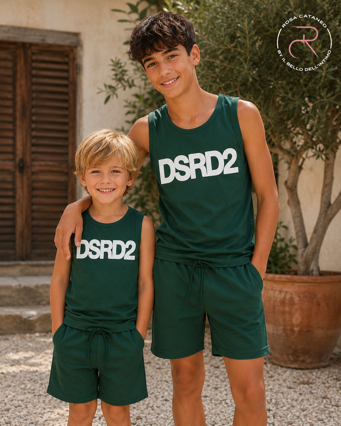 Completo Bambino Verde Canotta e Bermuda Made in Italy