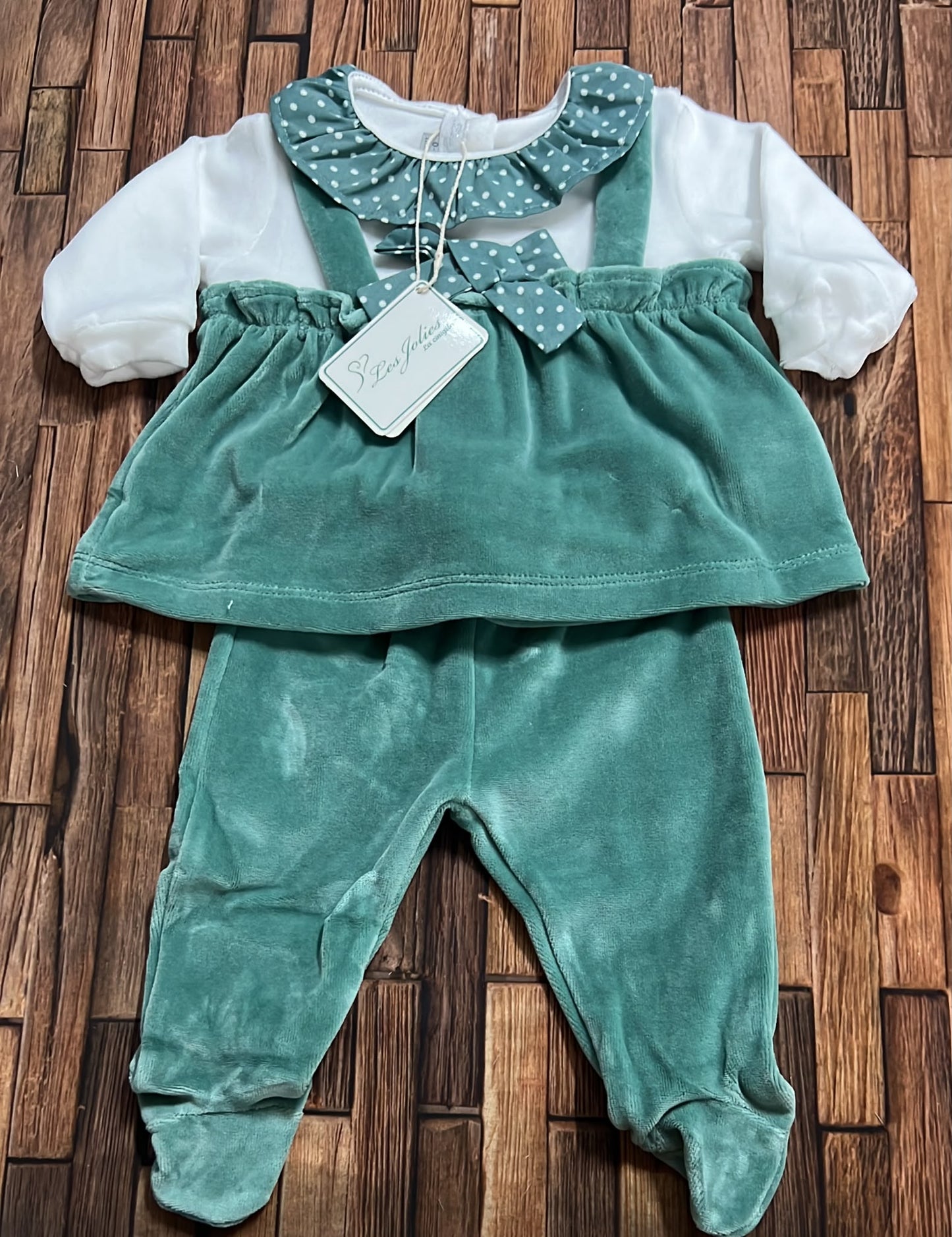 Clinico Spezzato Neonata in Ciniglia Les Jolies LJ-234 – Rosa e Verde