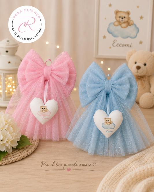 Coccarda Nascita con Fiocco e Cuore Irge IR1040